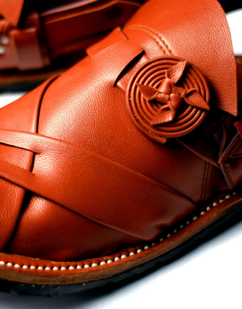 Vintage Orange Leather Chawat - JHONUM