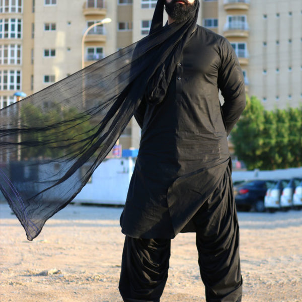 Jet Black Ghair Shalwar Kameez | Shan-e 
